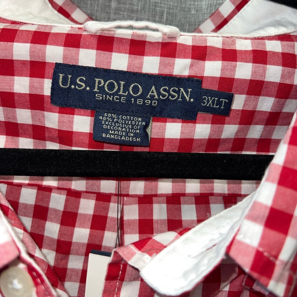 U.S. Polo Assn. Red Gingham Button-Down Shirt 3XLT NWT - Picture 3 of 7